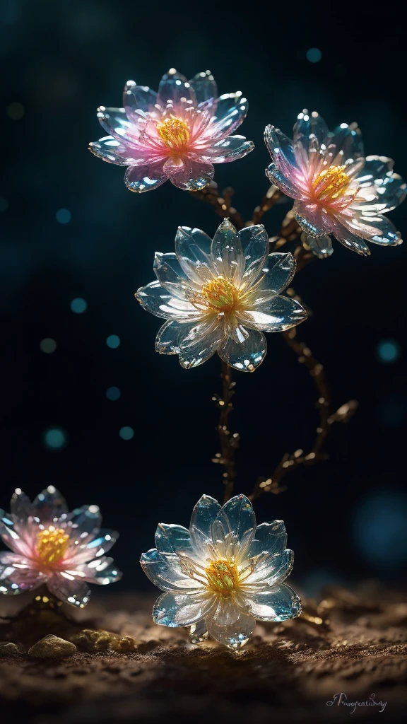 Crystal Spring Blossom,
Fantasy, Milky Way, transparent,
Sparkling, Sparkling, wonderful, colorful,
Magical Pictures, Dramatic lighting, Photographic realism, Super detailed, 4K, Depth of written boundary, High resolution