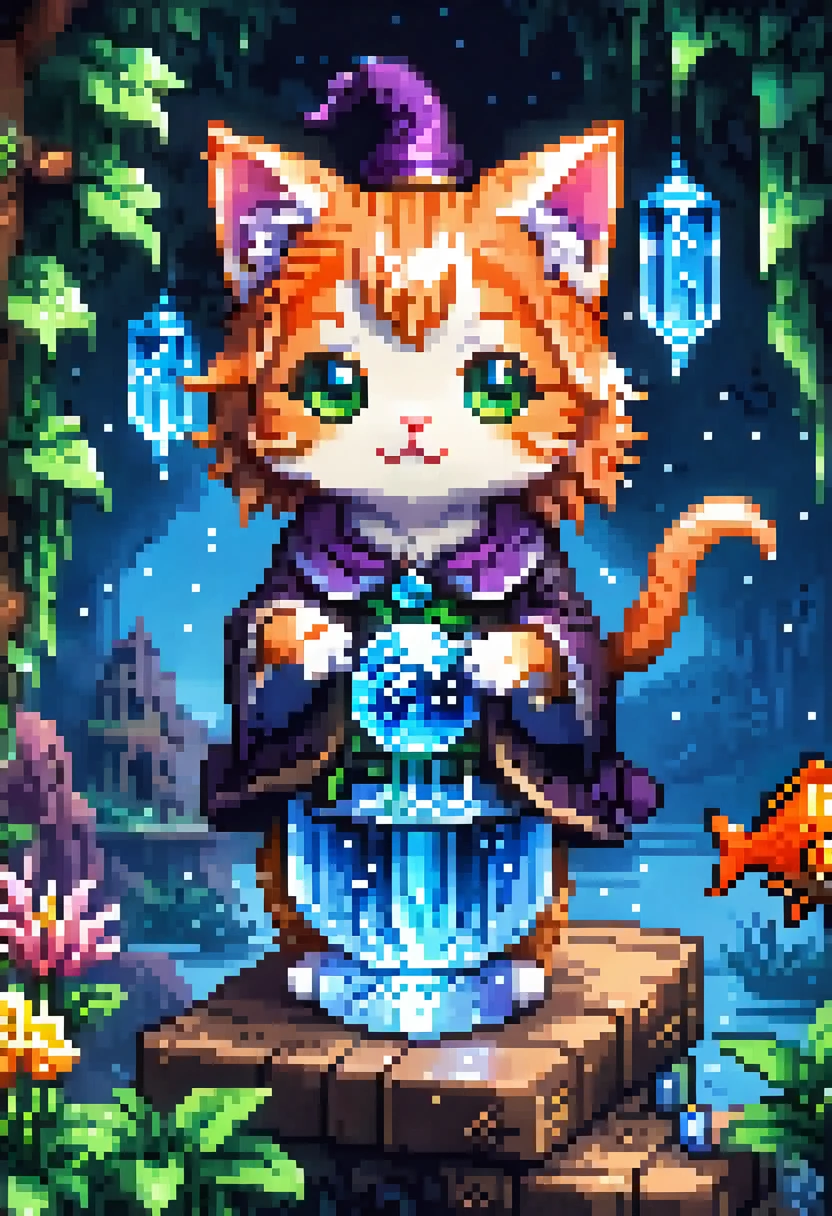 Great quality, masterpiece, Highest quality, Super detailed, Super detailed, Ultra-high resolution, Perfect Anatomy, Magical World,
(Kitten and fish:1.4), Fish in the air, Spell Magic to get fresh fish as food,( Fish jumping out of a magic book:1.3), Energy flow,
Cute kitten full body, cute, Wearing a witch&#39;s robe, witch hat, Magic book in hand, Magic book in hand, Spell Magic,
Very detailed,
Glow Neon, Shine,