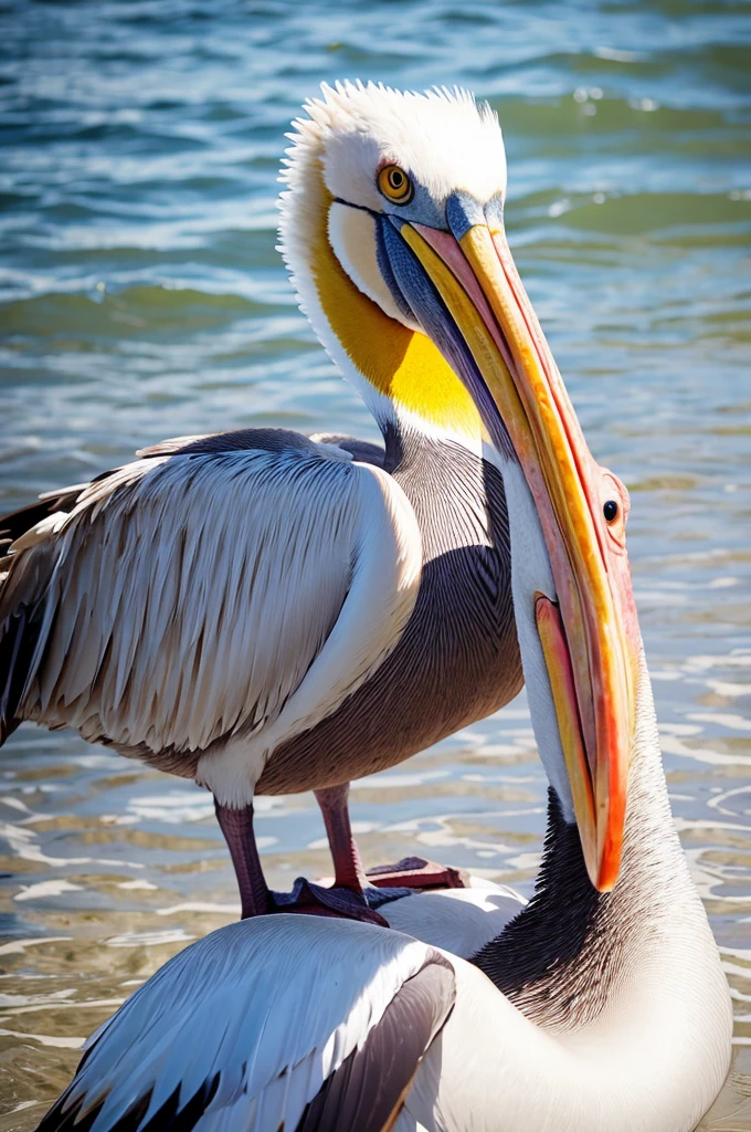 A pelican eating a large animal
