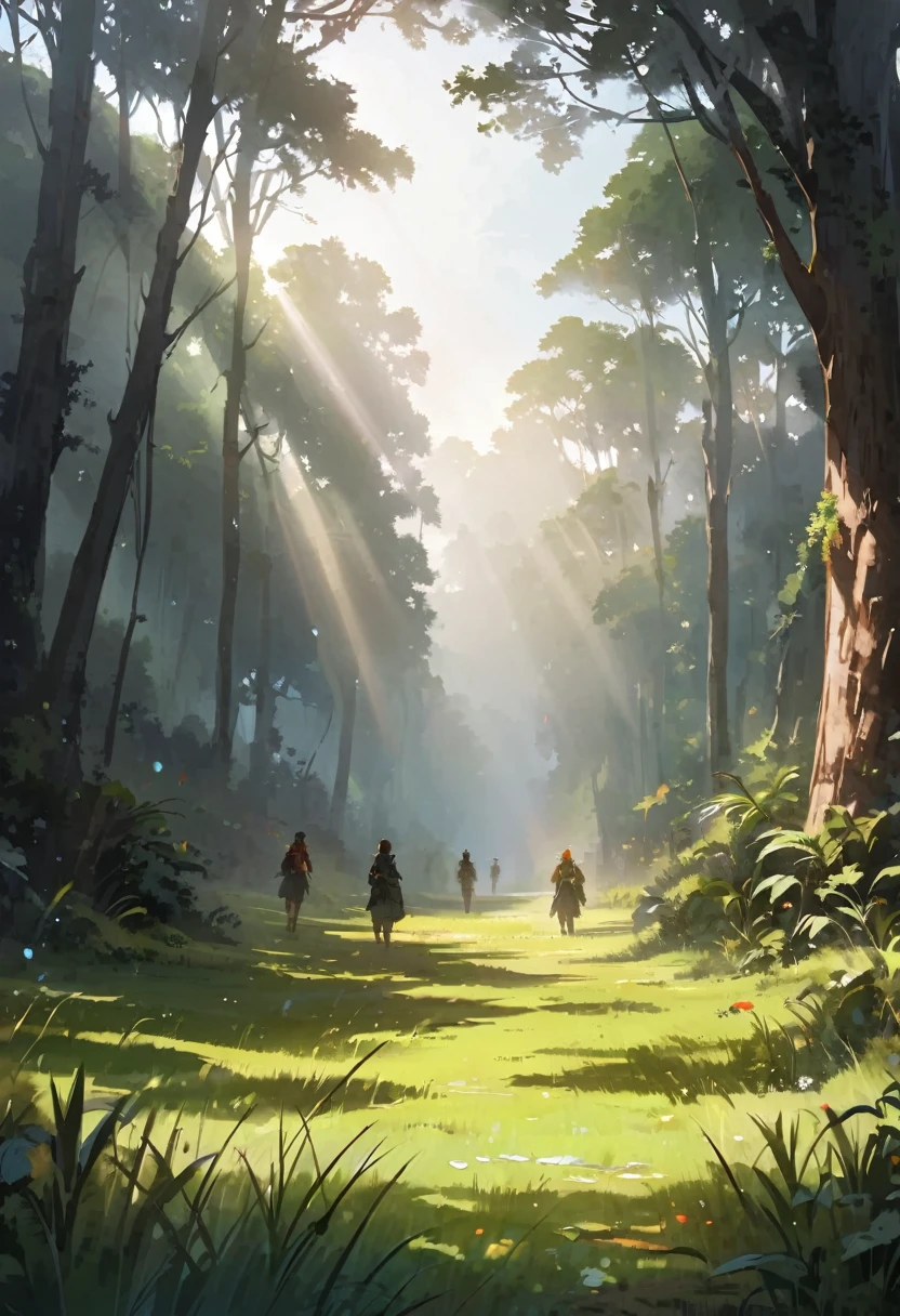 Dynamic Angle、In the jungle、grassland、Amazoness、Indian、sunlight、background、scenery