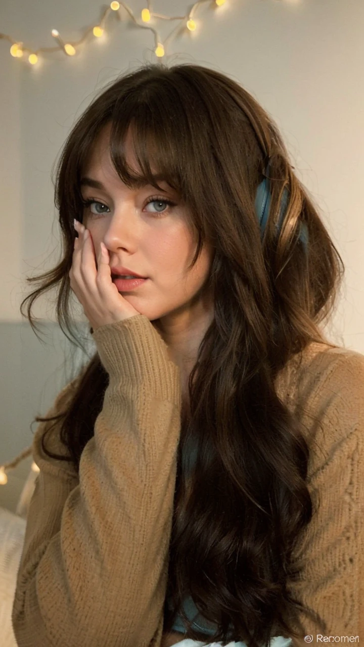 *christie was wearing a pastel blue crop tank top with a low neckline revealing her massive cleavage and tight blue jeans which flared at the end it showed the curve of her huge asscheeks with white sneakers her long wavy light brown hair down she has massive breasts and huge ass with wide hips and slim waist she has ocean blue eyes with with red lips and rosy pink cheeks with a slim nose*