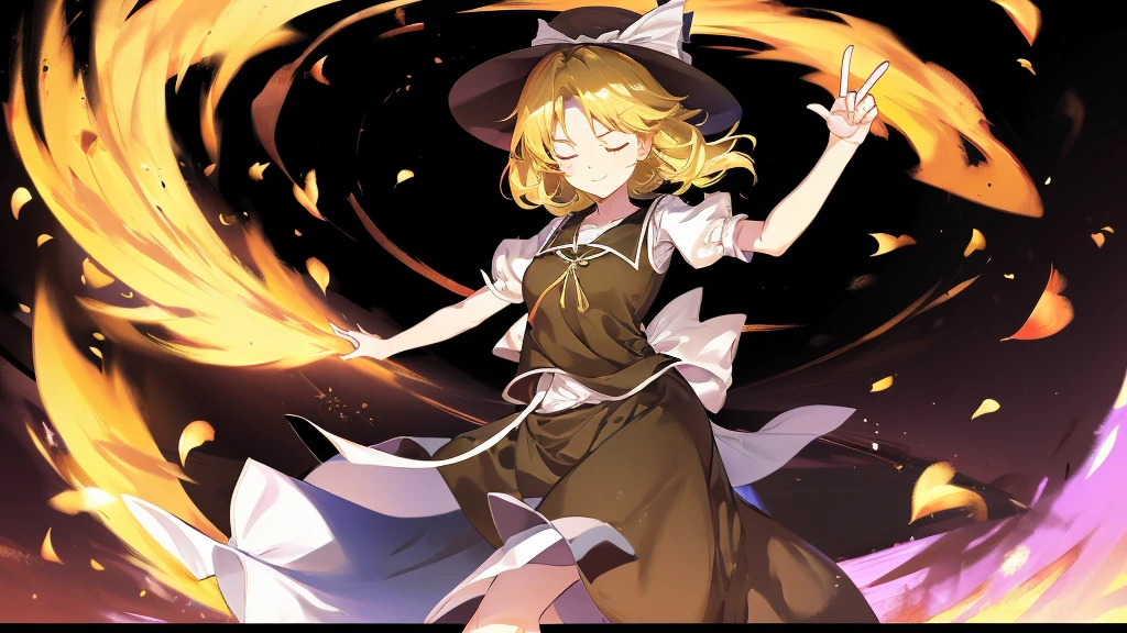 1girl, , , masterpiece, best quality, 10 years old, medium blonde hair, forehead visible bags, yellow eyes, hat, heart, black headwear, puffy short sleeves, log black skirt, heart hads,,1girl, solo, yellow eyes, yellow hair, bow, hat bow, socks, black footwear, black skirt, short sleeves, yuki (touhou), black vest, white sleeves, frill skirt, light smile, from behind, to lift up one’s skirt, cowboy shot, from front, standing , raise one leg, crossed arms, arms up behind, arms behind back, hand between legs, put hands hip, one hand on hip, forward hands, arms raised in the air, punch hands, peace sign, waving, put up index finger, sit, lie down, closed eyes, lie face down, looking back, put one hand chest, leaning forward, cleavage, close up, horizontally outstretched arms, horizontally outstretched legs, front view, front face