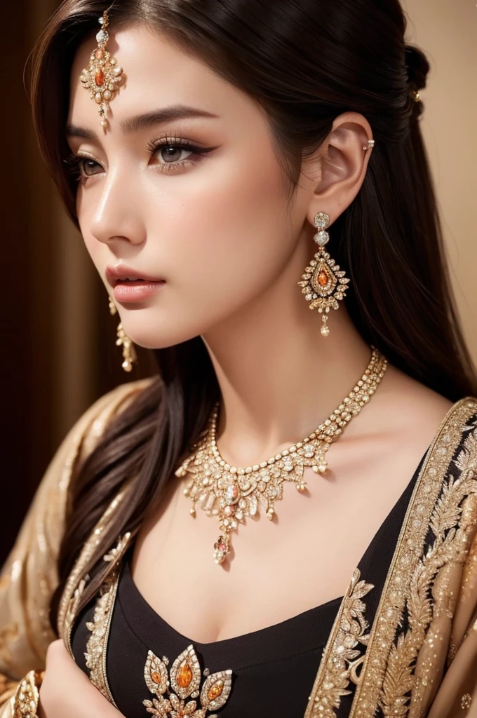 1 girl wearing shalwar kameez, beautiful detailed eyes, beautiful detailed lips, extremely detailed face, long eyelashes, traditional pakistani dress, colorful fabric, intricate embroidery, standing pose, warm lighting, golden hour, photorealistic, vibrant colors, cinematic, highly detailed, 8k, best quality