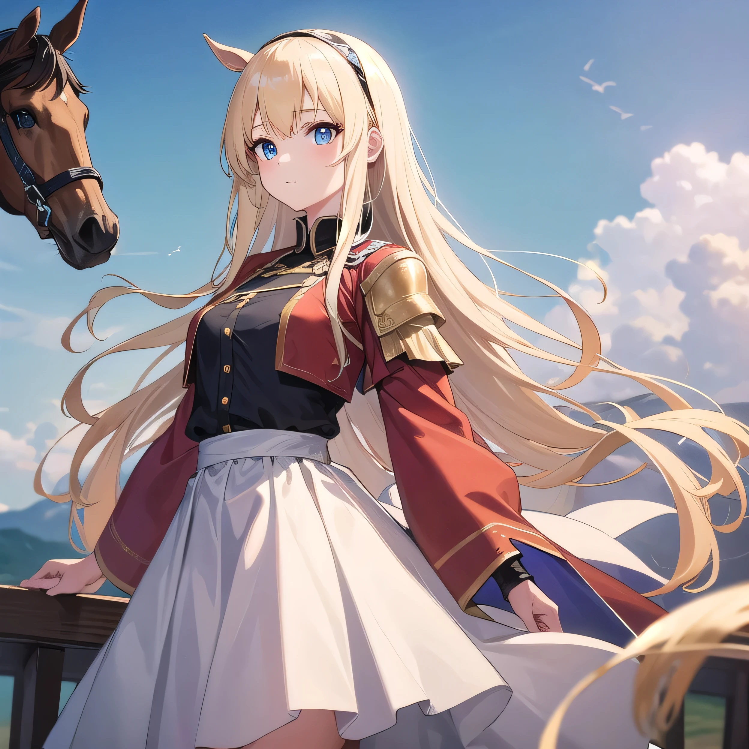 young woman, Princess, Beautiful Eyes, Warrior, saint, Blonde, Long Hair, hair band, Side bangs, White Skirt, horse&#39;Toes, 1 Girl, Several boys, Red Nose, Open your mouth, cry, embrrassed,  the body is slim, Small breasts, Sweat, inhibition, Place your arms behind your head, Please raise your hand, Cowboy Shot, From below, 