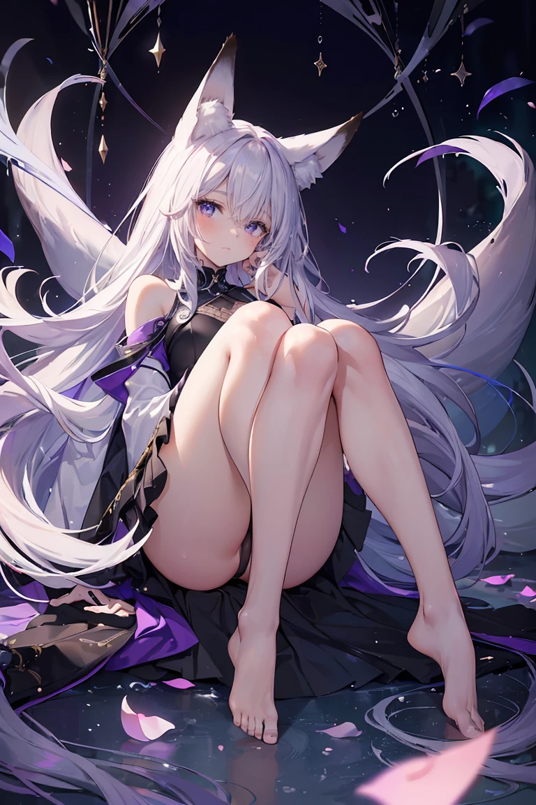 masterpiece, 最high quality, Ultra-fine illustrations, Perfect Anatomy, Perfect Eyes, Correct Anatomy, Perfect Proportions, Perfect Face, Perfect hands, Perfect Legs, Perfect Fingers, Perfect hands, Professional Lighting, 最high quality, Super detailed, Very delicate and beautiful, Fox Girl, ((Black 1.1)(Purple 1.1), Fox Ears, Long Straight Hair, Fox's Tail, Black combat gear, Black Skirt, Fishnet tights, Cute expression, Perfect skull hair clip, blue eyes, close ,Fits the frame, Best image quality、最high quality、Good looking girl , (cryin, Perfect Face) , independent , Looking into the camera, masterpiece, Anime art style, Cute Characters, Most detailed, high quality、(((blush, cry)))、(No clothes)、naked、(missionary, 1boy, penis, lying, vaginal, pov, spread legs, sex, nsfw)、nose blush、steam、Shiny Hair、Very fine and beautiful bright eyes、Very detailed, clear and beautiful face, Awards, Anatomically correct、((missionary position,man on top, spread legs))、((Scared))