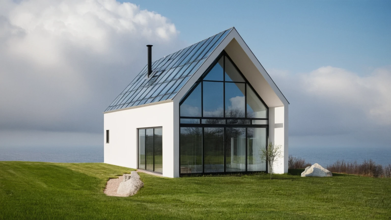 Raw photo, Masterpiece, high quality, best quality, authentic, super detail,
outdoors, house style modern,bietthuHN, white wall, glass windows,  canopy
road, grass, trees, sky, cloud, daylight:2.2), vivid colors, (realistic:2.3),
