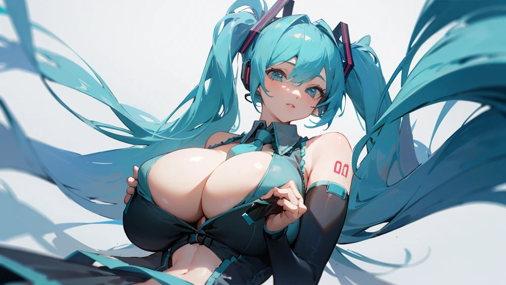 masterpiece, Highest quality,One girl, Hatsune Miku, Huge breasts, Huge breasts, Huge breasts, Huge breasts, Huge breasts, Huge breasts, Huge breasts