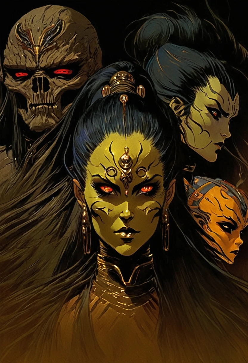 (Sci-fi fantasy), (Masterpiece)Very HD Higher Res work very animated almost anime like look (Sci-fi fantasy), (Masterpiece)star wars attractively represented depicted pairs of younger yuuzhan vong females attractiveYuuzhan Vong were also much taller and had heavier buildsYuuzhan Vong had had kinda high sloping foreheads Yuuzhan Vong also had quite short,almost stubb tip-like noses, making their faces appear a attractive kinda sorta skull-like Yuuzhan Vong usually had dark blackish usually longish hair yellowish skin tone with vulcan like pointed ears