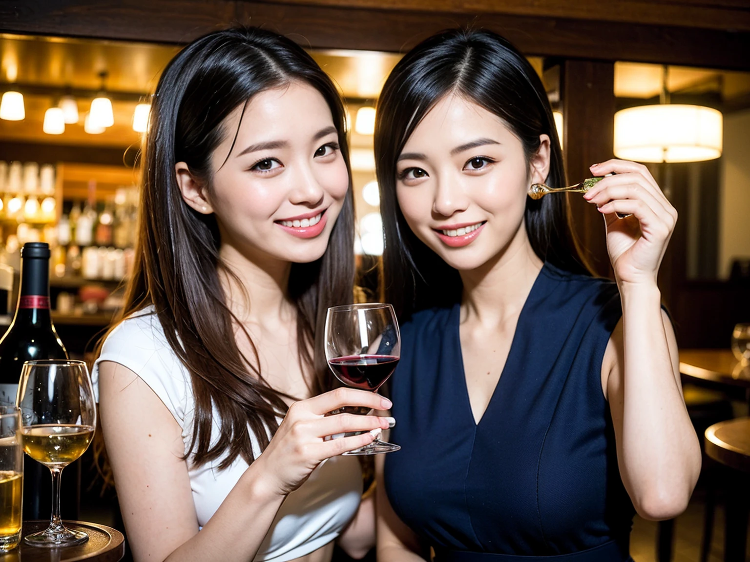 (K, UHD, Highest quality, Masterpiece: 1.2), (realistic, photorealistic: 1.37), Awesome details, cute woman 1, (Slender face), (รูปร่างเพรียวthin), (brown hair), (shortcut), Cheeks slightly red, (40 years old), 38 years old, alone, วิวnighttimeในเมืองที่มีรายละเอียดสวยงามนอกหน้าต่าง, restaurant, wine glassนั่งอยู่, ตอนnighttime, in prominent places (ตั้งแต่Waist upไป) NovaFrogStyle, Actress, model, Waist up, white wine, thin, wine glass, Super Clean nighttime View, wine glass Put in the Middle, Happy smile, (smile: 1.15), beautiful eyes, upper body, Japanese bust up, nighttime, short, short, Actress, model, Waist up, white wine, thin, wine glass, Super Clean nighttime View, wine glass Put in the Middle, Happy smile,