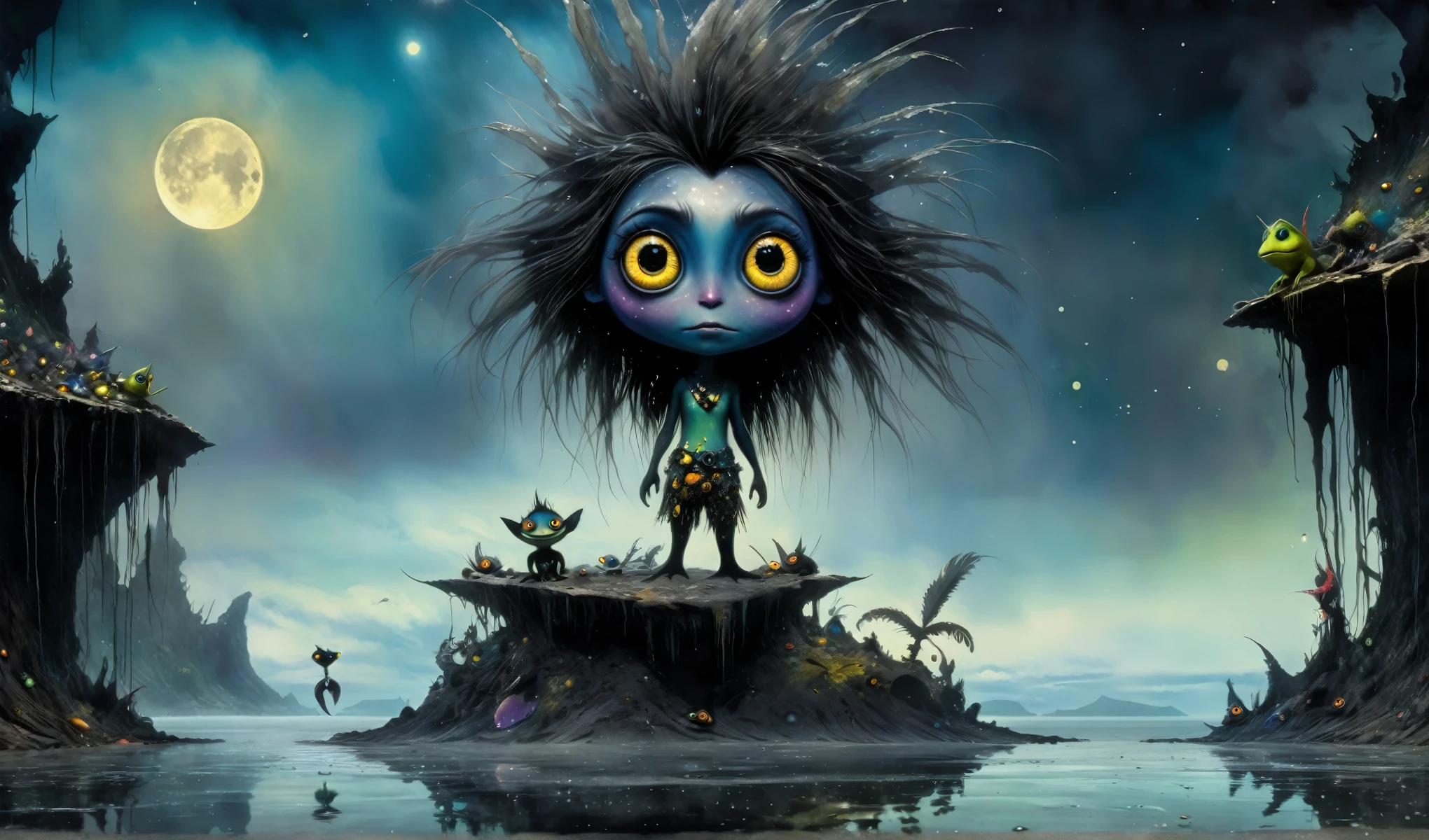 Chalcopyrite Mermaid,moana,golden black make up,longhair,goblin,freckles,pretty face,eyebrow up,full body shot,ominous landscape,glate gray atmosphere,Simon Stalenhag,Nicola Samori,Wangechi Mutu,prime colors,Lisa Frank, ,urban,extremely detailed, [night landscape],masterpiece,intricate details,faded,eyes extremely detailed, high detailed eyes,16k resolution,RAW, Nikon Z9,city on background,chinesse,pixie,sea,RAW,Retina,full body length,Obsidian Chalsedoon Nightcrawler,ominous landscape, niobium Obsidian atmosphere,dangerous atmosphere,intricate details,realistic humid skin,extremely intricate details,Epic Realistic, cinematic style,film grain,dramatic light,anatomically correct,faded,eyes extremely detailed, high detailed eyes,UHD,Retina,HDR,CinematicTechnicolor,natural skin textures, hyper realism, hyper detailed,High contrast,Realism,Ultra Detailed,irina yermolova,close full body shot, masterpiece,faded,8k resolution,RAW, Nikon Z9,MIk Kil Cenote of Yucatan of Mexico,pixar movie still, pixar movie screenshot, frame from pixar movie, animated movie still, still from the pixar movie, still from a pixar movie, disney pixar movie still, pixar movie scene, still from pixar movie, still from a 2001 pixar movie, pixar render, animated film still,HBO