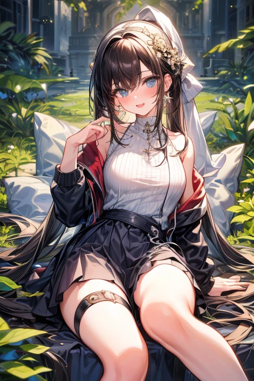 unity 8k wallpaper, anatomically correct, (((masterpiece))), (((highest quality))), (((Super detailed))), (((High resolution))), ((ultimate cutie)), perfect hands, perfect finger, (((excellent anatomy))), detailed beautiful face, shiny hair, (((Improve))), (pot belly), (take up), small breasts, ((thick thighs)), (((alone))), ((enchanting smile)), (((blush))), (half open mouth), ((( against crotch on a hand))),Beautiful hands,Beautiful fingers,Detailed finger features,(Detailed hair features:1.7),detailed facial features,detailed clothes features, (perky chest:1.1), (pointed chest:1.3),(double breasted,under bust:1.2), sitting at a table, cute, highest quality visual of a cute girl,eating cakes, ), brown hair, blue eyes, dress, bare shoulders, collarbone,jewelry earrings, indoors, off shoulder, sweater, arms behind back, plant, short hair with long locks, white hairband, off-shoulder dress, sweater dress, off-shoulder sweater, red sweater, big side hair, very long side hair,(super delicate kitty pattern:1.2), ((deep breath)), in the park, outdoor, lit, looking at the viewer, whole body, (spoken heart)(with sparkling eyes and a contagious smile),her thin pubic hair:1.3, looking at viewer, pose muy sexy"