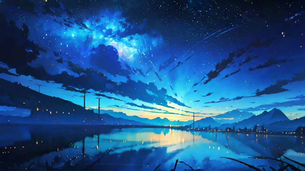 Towering mountains reflected in the calm waters of a clear lake々Painted、Anime-style scene of tranquil scenery. by Makoto Shinkai, anime art wallpaper 4k, anime art wallpaper 4k, Anime Art Wallpapers 8K, anime wallpaper 4k, anime wallpaper 4k, 4k anime wallpaper, Anime Sky, Awesome Wallpapers, Anime Background, Heavenly planets in the background, Anime Background art