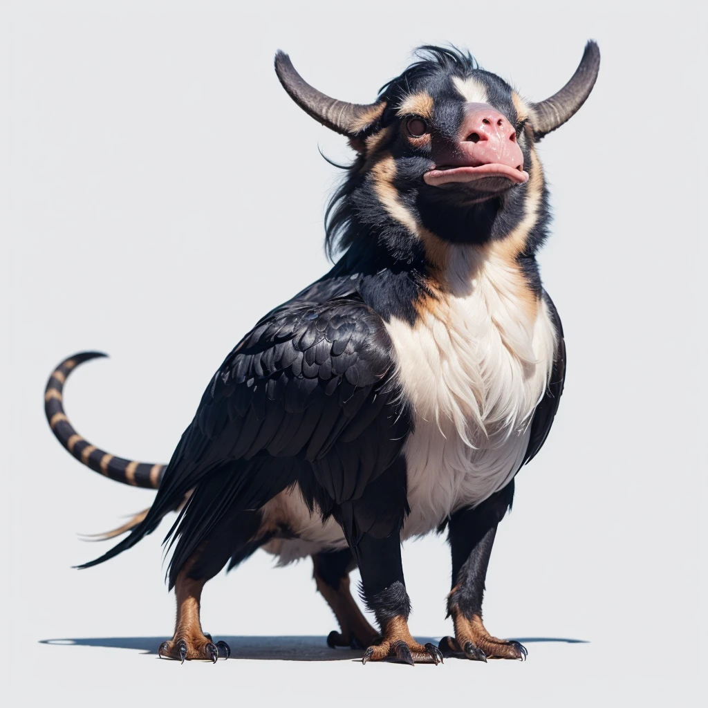 Small Animaly, has blues stripes on his skin, his body is shaped like a mammoth but his face is like a vulture and a fire, Grassroots background
