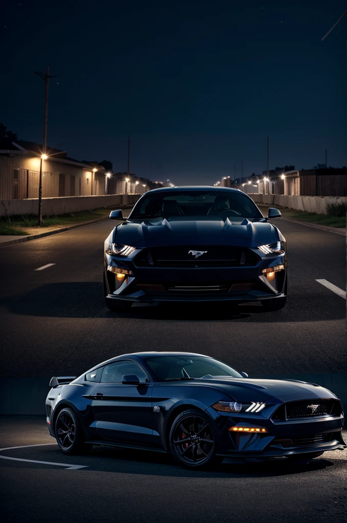 Mustang in dark night 4k wallpaper 