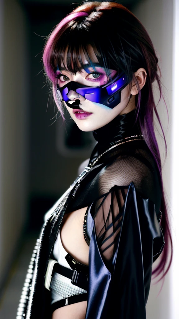 フェイスペイントをしたサイボーグのBeauty, whole body, cyber punk, Fashion Model, Beauty, Francis Bacon&#39;s painting style