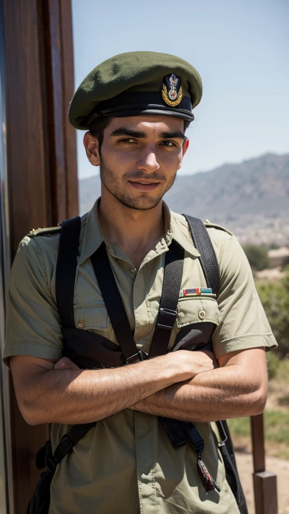 Homem com capacete militar e fuzil em israel