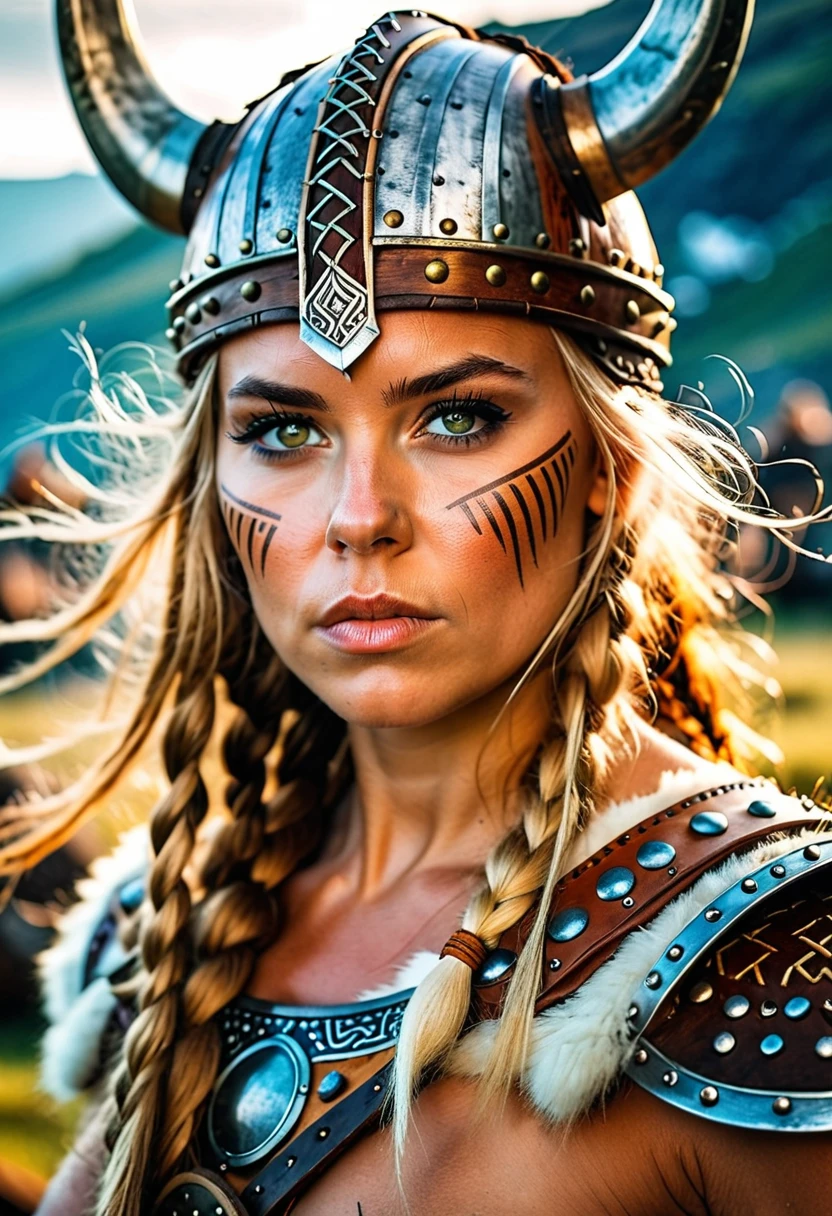 A stunning intricate full color portrait of (sks woman:1) as (viking warrior), (barbarian), epic character composition, by ilya kuvshinov, alessio albi, nina masic, sharp focus, natural lighting, subsurface scattering, f2, 35mm, film grain, intricate, complex details, 