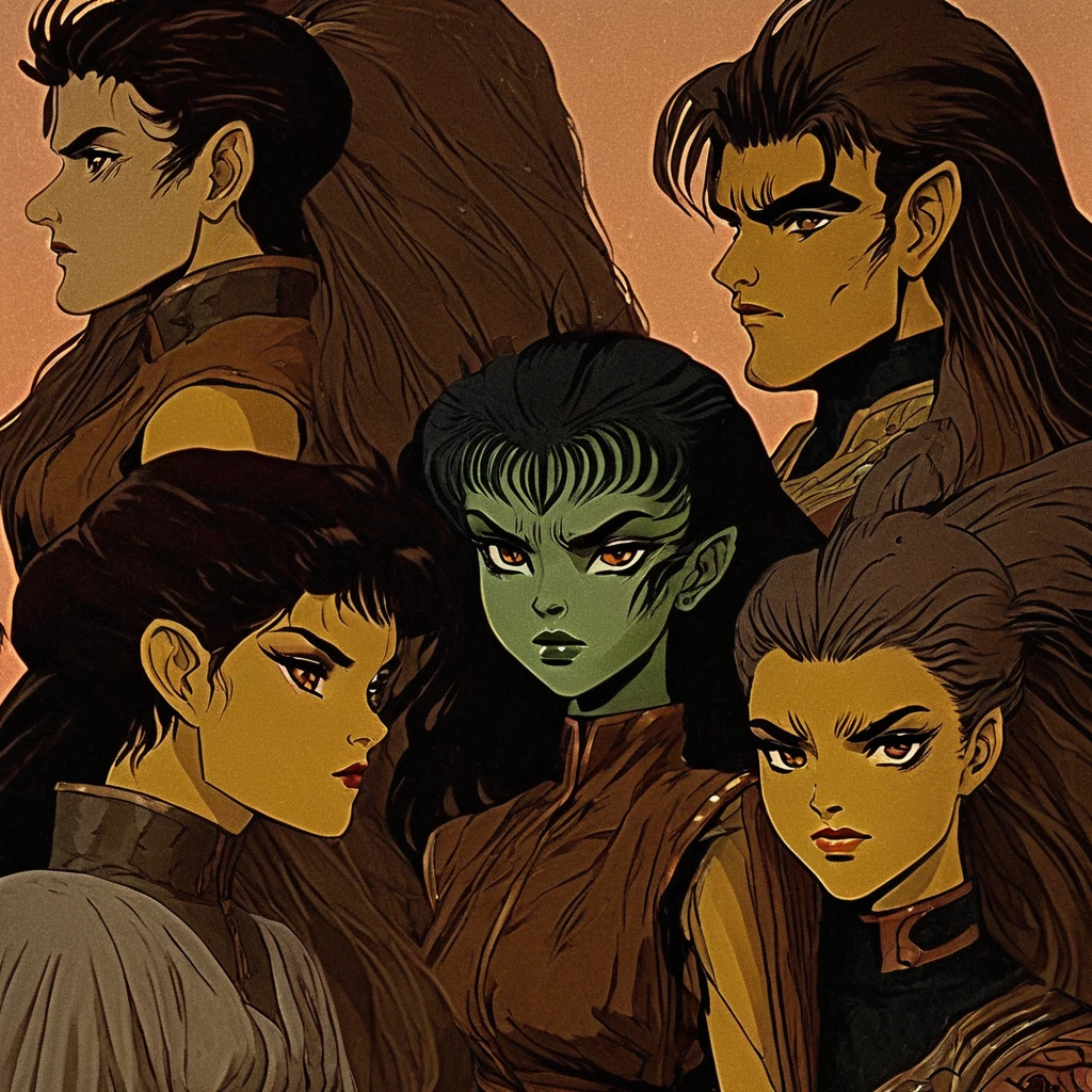 Sci-fi fantasy), (Masterpiece)Very HD Higher Res work very animated almost anime like look (Sci-fi fantasy), (Masterpiece)star wars attractively represented depicted pairs of younger yuuzhan vong females attractiveYuuzhan Vong were also much taller and had heavier builds than a human Yuuzhan Vong had had kinda higher sloped foreheads Yuuzhan Vong also had quite short,almost cute more stubby tip-like noses, making their faces appear a attractive kinda skullish-like Yuuzhan Vong usually had dark blackish usually longish hair yellowish skin tone with sorta vulcan like pointed ears