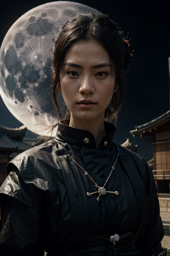 Samurai women with the moon