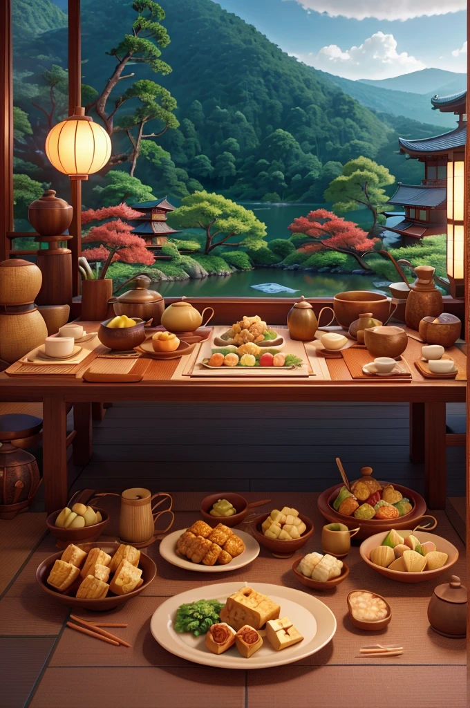 Super high quality, photorealistic, extremely detailed CG, 8k picture wallpaper, Japanese food, Showa-era scenery, Japan, tofu cuisine, tofu, Japanese home, Japanese home table, no people,