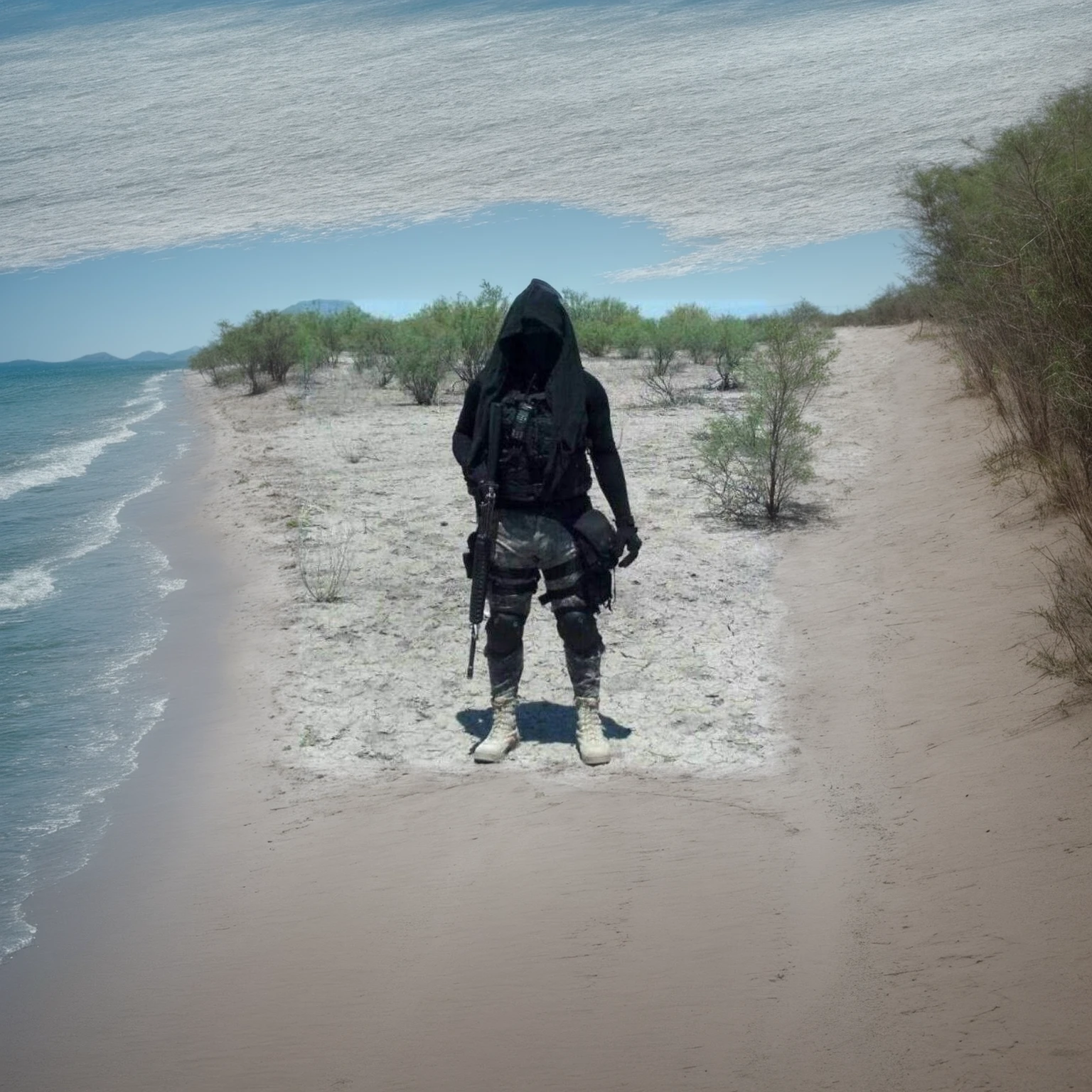 Mais areia e folhas