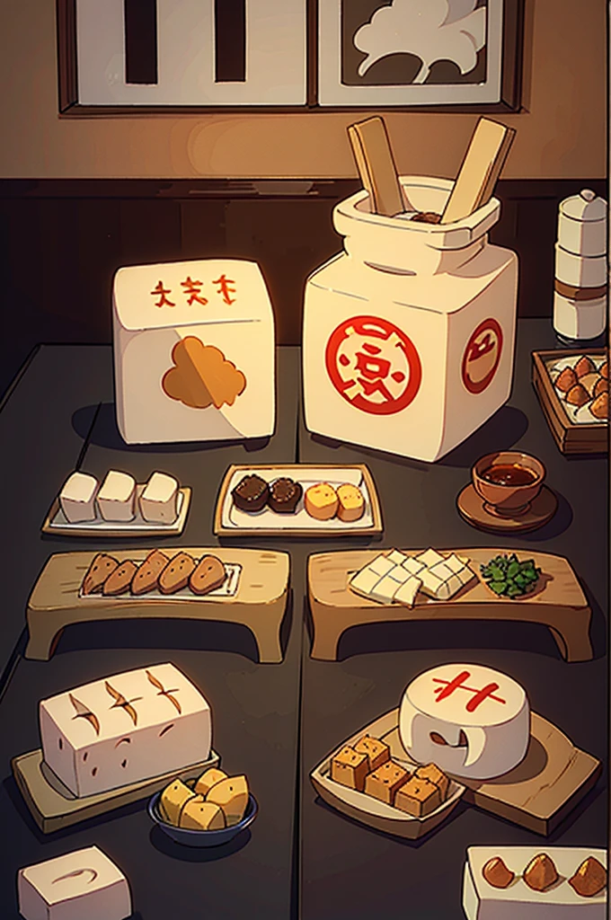 Super high quality, photorealistic, extremely detailed CG, 8k picture wallpaper, Japanese food, Japan, tofu cuisine, tofu, Japanese home, Japanese home dining, no person,