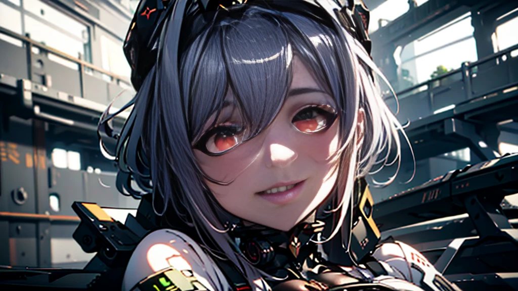 ((Best quality)), ((masterpiece)), (detailed:1.4), 3D, an image of a beautiful cyberpunk female, Yandere , Yandere Face , Trance , Trance Eyes , yameroyandere , constricted pupils , yandere , empty eyes . shaded face , crazy eyes , glowing red eyes , crazy smile , Marian , long silver hair , Black Dress , Red Eyes, Black undercloth, large breasts, HDR (High Dynamic Range),Ray Tracing,NVIDIA RTX,Super-Resolution,Unreal 5,Subsurface scattering,PBR Texturing,Post-processing,Anisotropic Filtering,Depth-of-field,Maximum clarity and sharpness,Multi-layered textures,Albedo and Specular maps,Surface shading,Accurate simulation of light-material interaction,Perfect proportions,Octane Render,Two-tone lighting,Wide aperture,Low ISO,White balance,Rule of thirds,8K RAW,