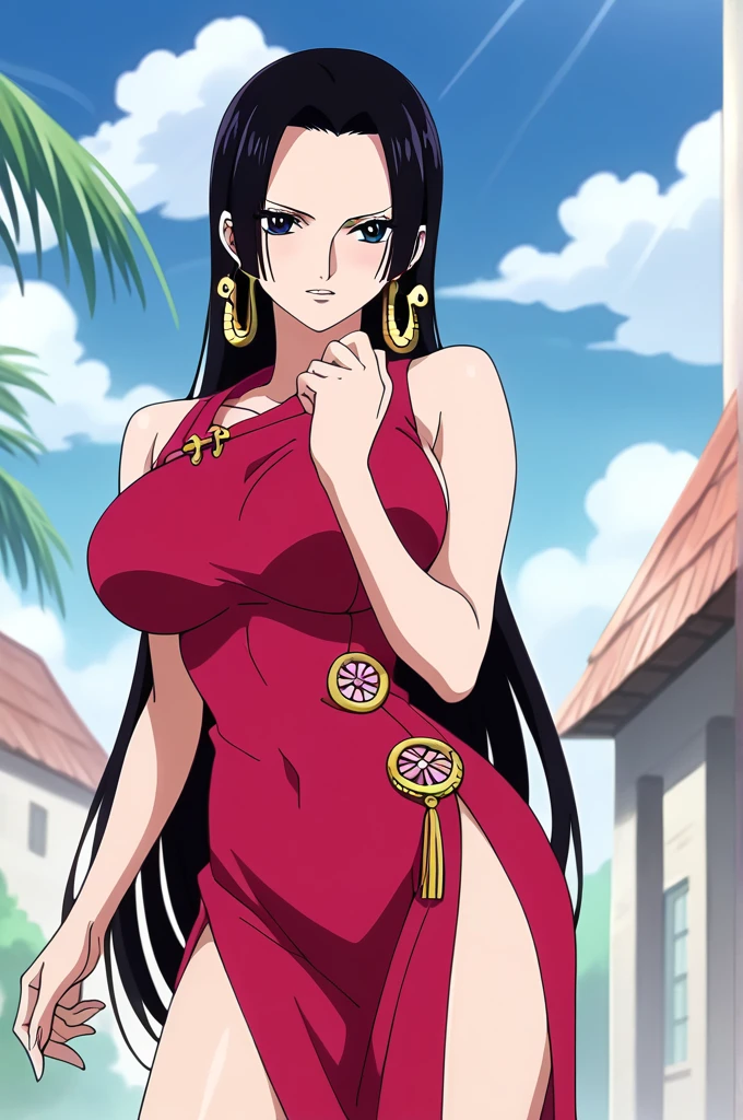 score_9, score_8_up, score_7_up, source_anime,masterpiece,best quality,highres,absurdres,official art,official style,source_anime,anime screencap,anime coloring,megami magazine,anime,animated,explicit,
solo,
boa_hancock,long hair, black hair, earrings, dress, jewelry, large breasts,