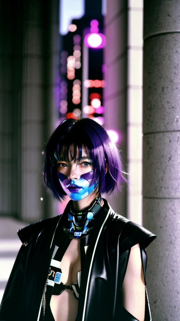 フェイスペイントをしたサイボーグのBeauty, whole body, cyber punk, Fashion Model, Beauty, Francis Bacon's painting style