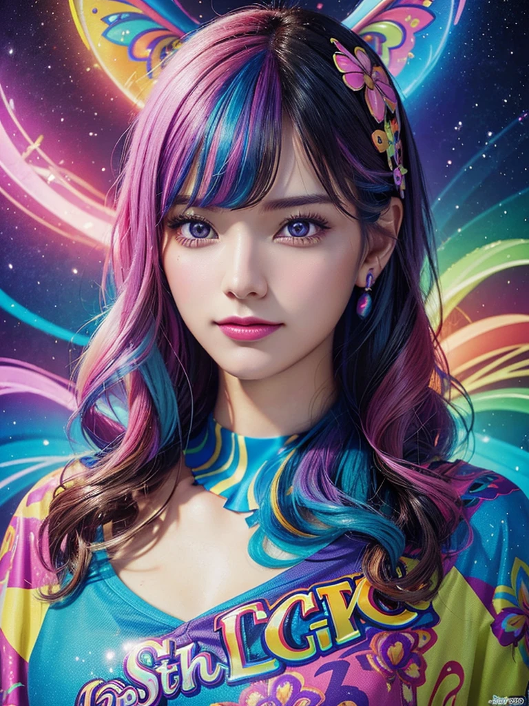 "Step into the world of CGsociety with this stunning digital artwork featuring a Lisa Frank-inspired portrait. With realistic 4k rendering, every detail of this colorful and creative piece will come to life before your eyes."
