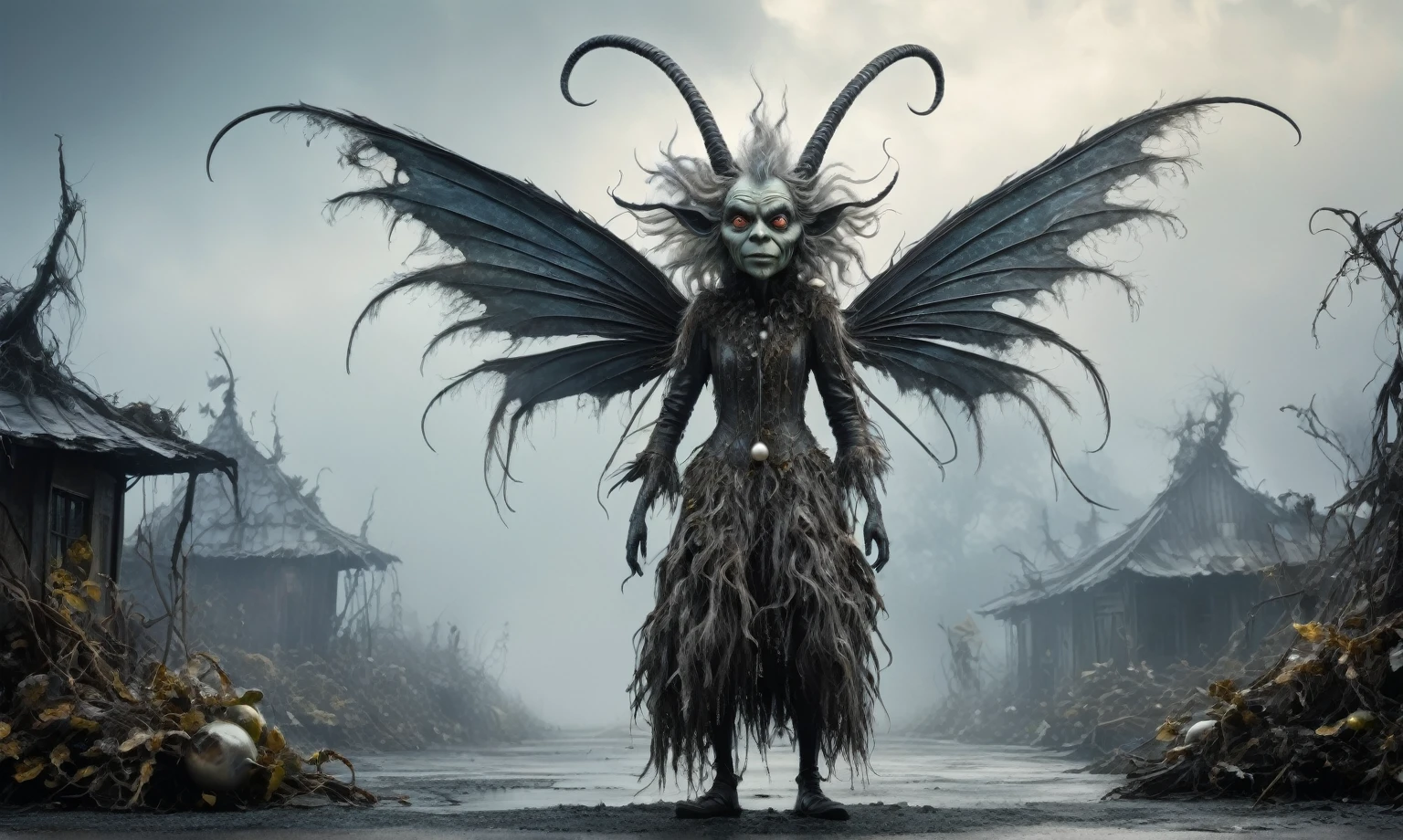full-body-shot,Very tall pearl fairy, who can't fly,Cinematic,Muted colors, Technicolor,natural skin textures, hyper realisitc, hyper detailed,Extremely detailed,High contrast,Masterpiece,Realistic,Ultra Detailed,mother-of-pearl leather,Quentin Blake Style Photography, wlop,full body length,once pretty,full body,bailong plant Caribbean sparas made of dead charcoal plants,charcoal Alien Krampus,ominous winter landscape, 
intricate details,realistic humid skin,extremly intricate,Epic Realistic, Romantic, cinematic style,irina yermolova,Nicola Samori,Wangechi Quality,orc, messy hair,urban,luminous eyes,extremely detailed,
[night landscape],masterpiece,intricate details,faded,eyes extremely detailed,
high detailed eyes,4k resolution,RAW, Nikon Z9