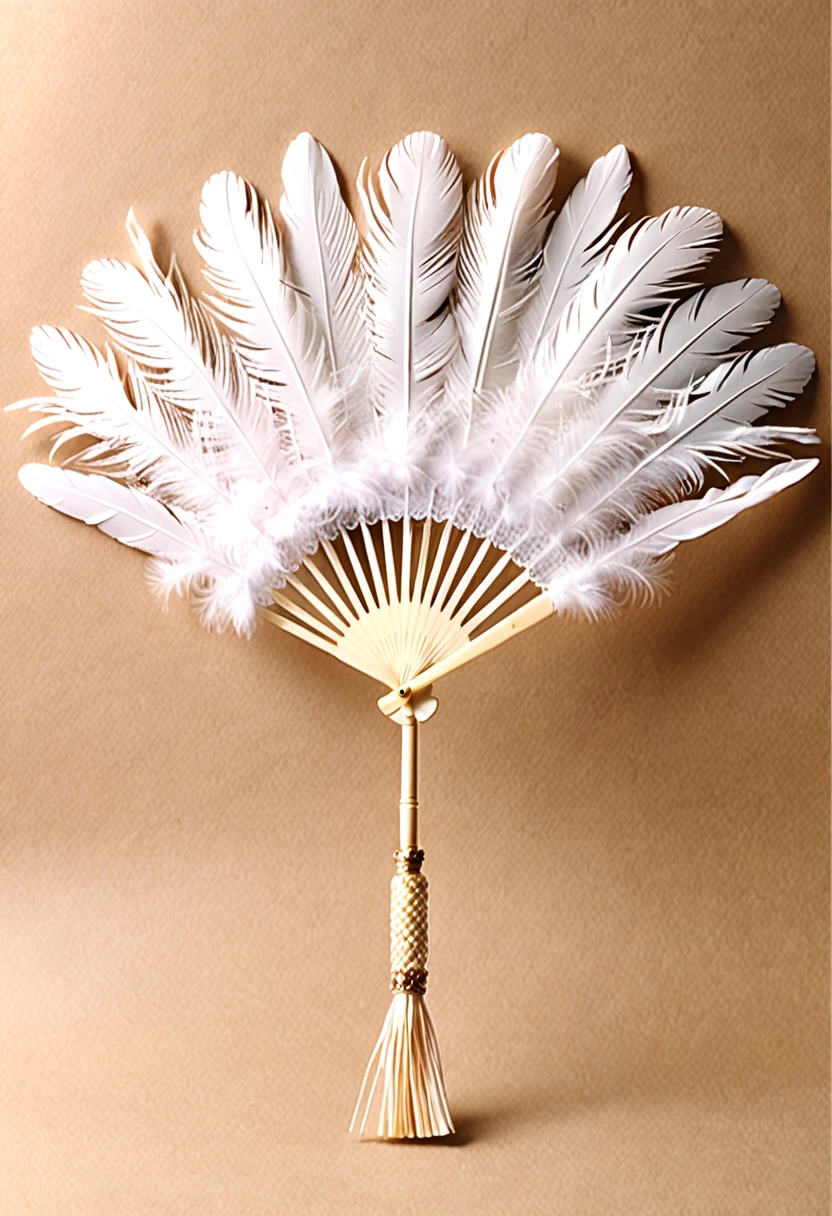 ((Feather fan))、(Feather fanを手に持った男)