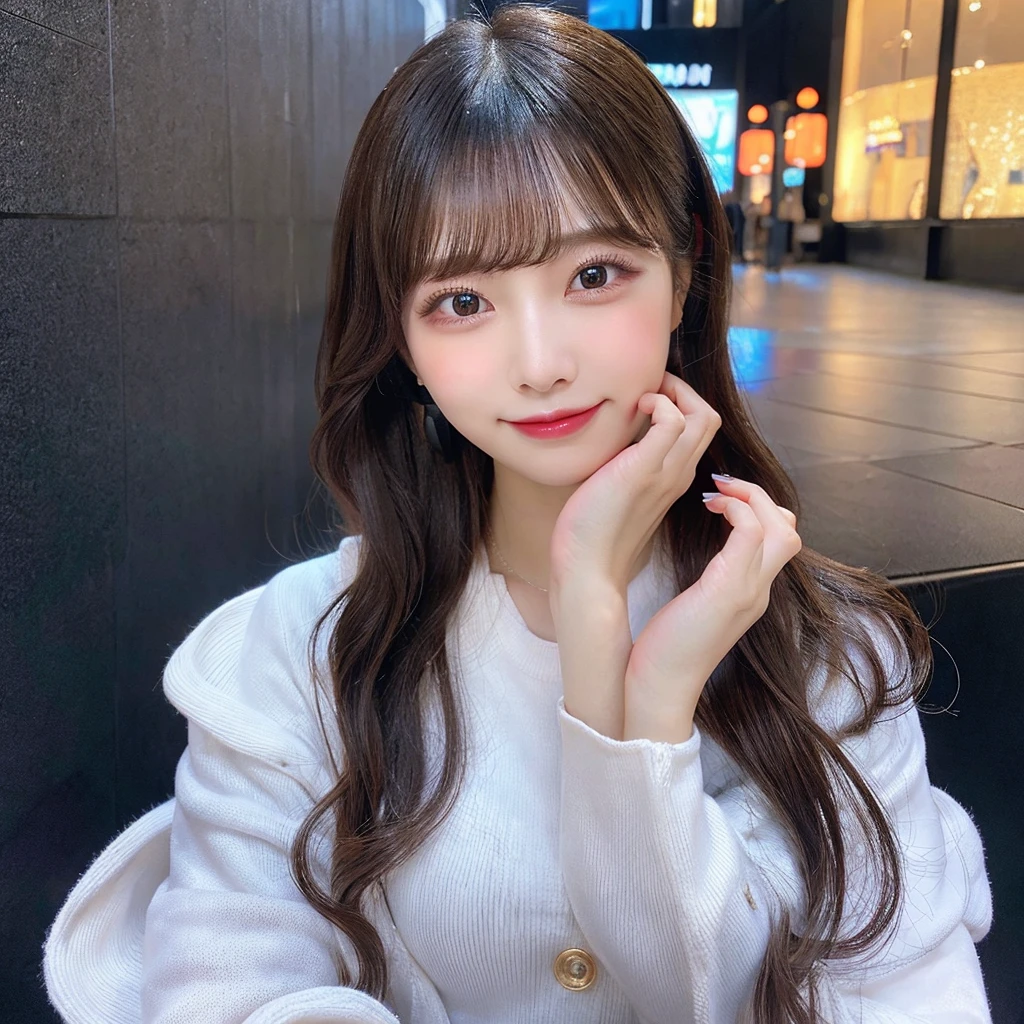 （NSFW）,（under the beautiful starry sky）、masterpiece、（Belly-baring fashion、headphone）、（Super big breasts、valley）、（Double eyelids、Tear bags、Long eyelashes、Big, round eyes）,bangs、Beautiful 20 year old woman、a japanese beautihul girl、kolian makeup,（black long hair）,highest quality, figure, Very detailed,Natural color lip, A shy smile、Correct posture