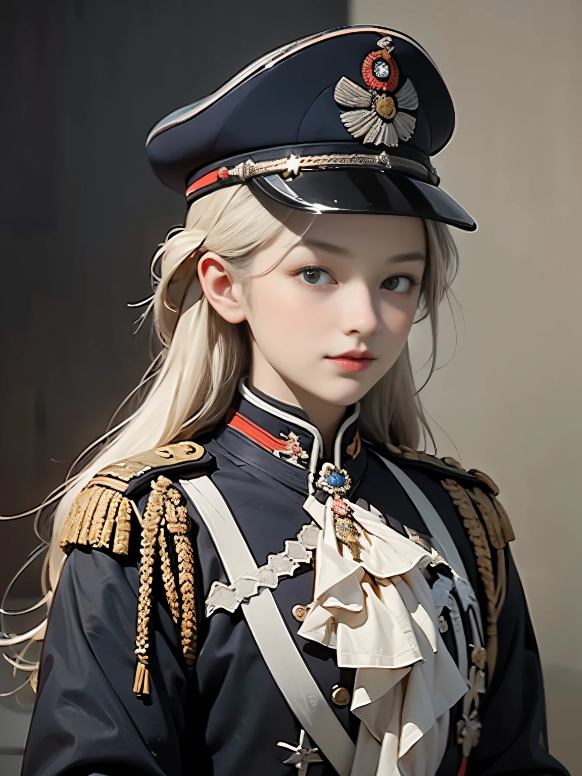 Zerg Queen Beautiful Girl: Ranlinger, 18-year-old, (Prussian military commander:1.6), Messy Hair, beautiful Perfect Face, Soft Skin, Perfect Face, Yasutomo Oka&#39;s painting style, Large and firm breasts, Hard nipples, Wearing the black uniform of a Prussian military commander, Military medals,  Exposing breasts, Cleavage exposed, Add light purple and purple, Add Light Red, Intricate details, Splash screen, 8K resolution, masterpiece, Severe, Sharp eyes, break, White Silver, Dynamic sexy pose, Sweat, (salute, Carrying a saber on his hip:1.4), (18th century castle, Berlin:1.3), Sharp eyes, break, White Blonde, Strong winds, Colorful light