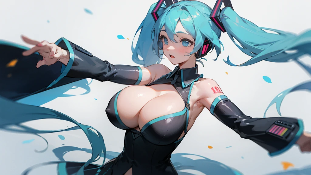masterpiece, Highest quality,One girl, Hatsune Miku, Huge breasts, Huge breasts, Huge breasts, Huge breasts, Huge breasts, Huge breasts, Huge breasts