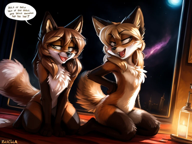 by fluff-kevlar, by Zackary911, by Kenket, by Kilinah, averi, fox girl, medium chest, wet fur, sassy, sassy hips, sexy, sensual, detailed, uploaded to e621, beautiful and detailed portrait of an anthropomorphic vixen ((woman))), movie lighting, (detailed averi), (detailed lighting), (detailed fur), (detailed breasts), (detailed skin), (cinematic lighting), ((detailed background)), ((depth of field)), (half body shadow), ((looking at viewer)), [backlighting], [detailed ambient light], [ambient light on the belly], [realistic proportions], [explicit content, adult, nsfw], [sharp focus], (questionable content), (shaded), (hi res), ((masterpiece)), half-closed eyes, in space, nebula, 2 girls, 2 girls dancing, dancing, speech bubble, heart, hearts, open mouth, on knees
