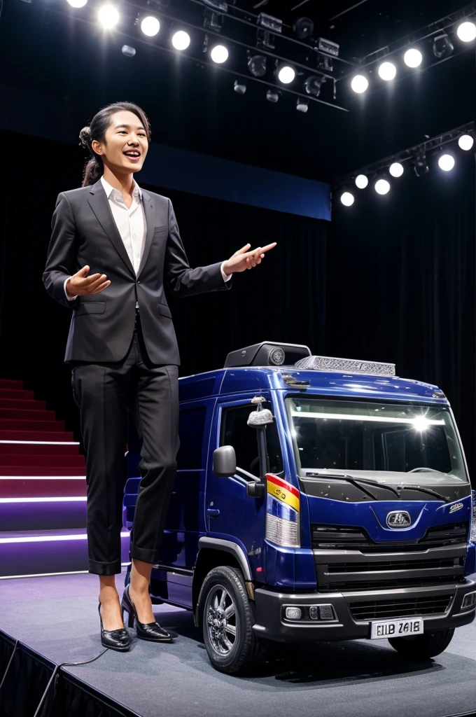 The stage machine presentation with speech