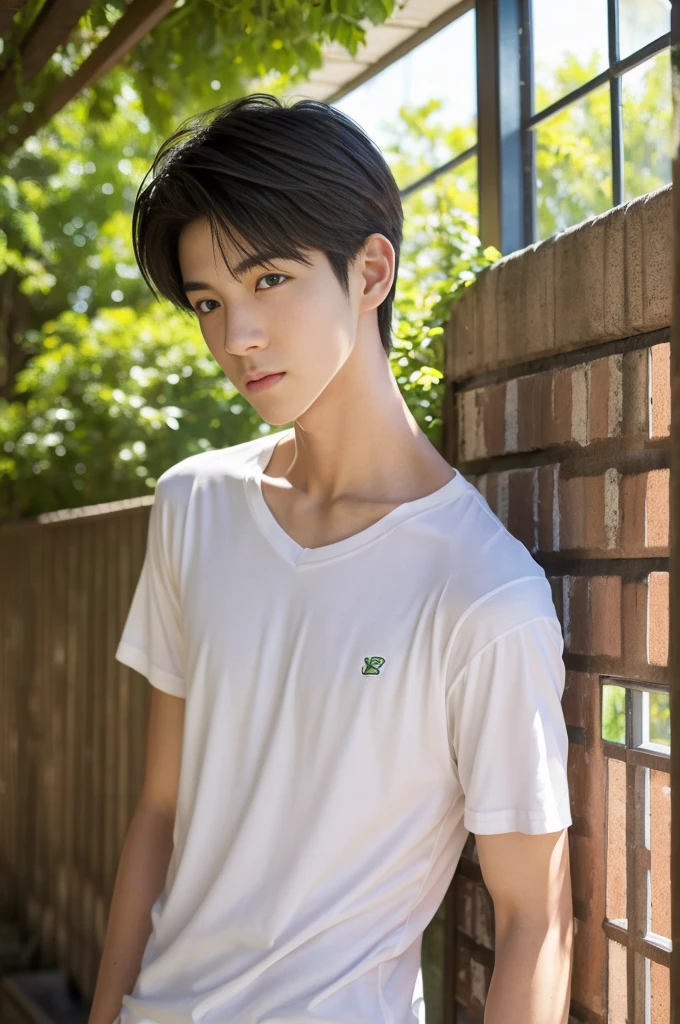 Cool protagonist,,,,Refreshing athletic guy,,,boy,,boys,,charm,Action,Vibrancy,,Japanese high school student style,Magazine talent style,clavicle,thin limbs,Big white t-shirt,,,Male Focus,Gentle Breeze,Dust,Natural light,face,hand,eye,Biologically correct,