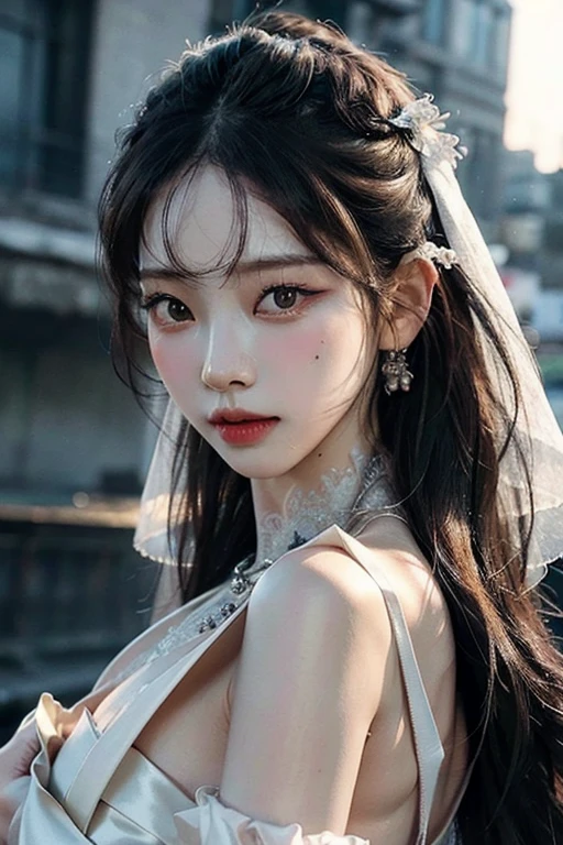 (highest image quality), (masterpiece), (vibrant, photography realistic, Realistic, Dramatic, Dark, Sharp focus, 8K), Close up Face, Highly detailed face and skin texture, sexy wedding dress, ethereal beauty, mature asian woman,black long hair, make up, sexy smile, nsfw ,Close up shot, ((backlight))
