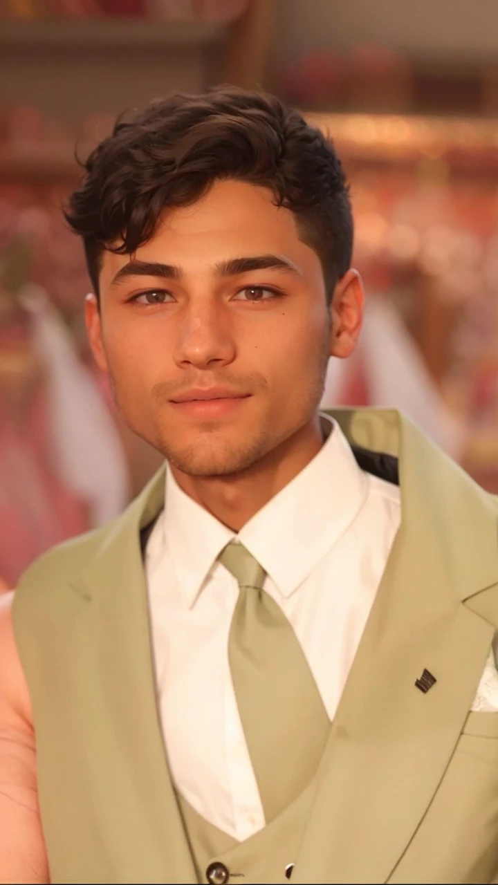 23-year-old Caucasian man with a height of 1.75 meters. He has short, black hair. Additionally, he sports a well-groomed short beard that complements his look. He is a scientist who wears normal clothes with white lab coat. A noticeable burn scar graces his left hand