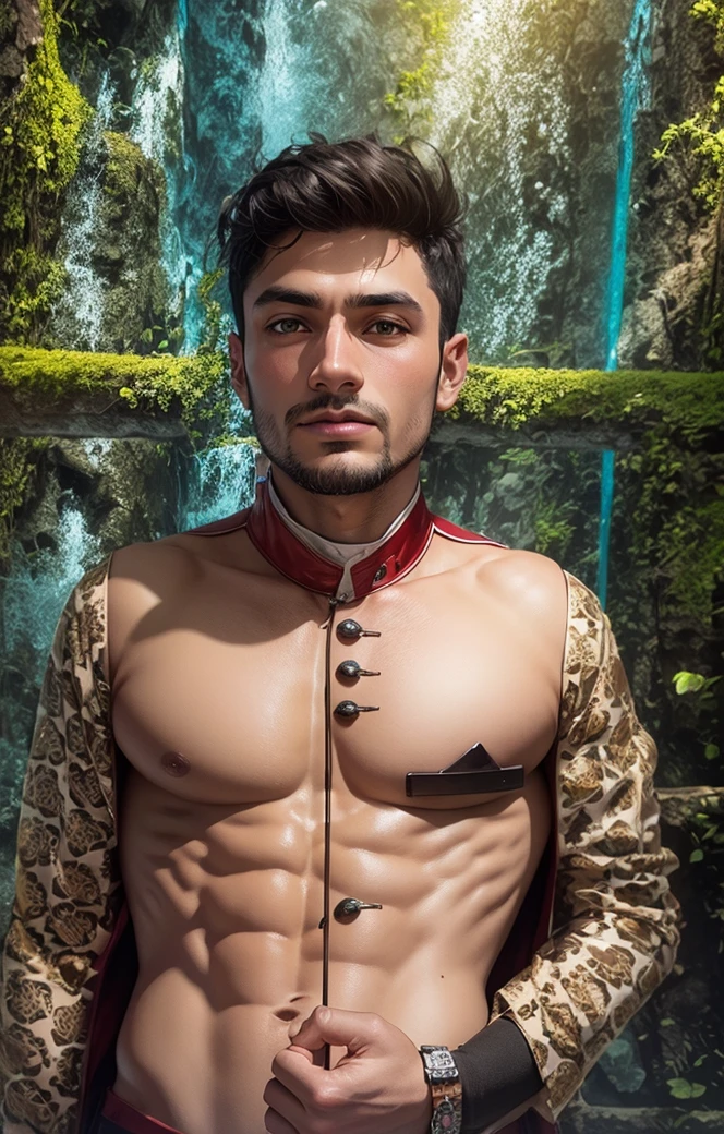 Jungle location, male and real face
