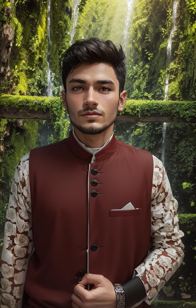 Jungle location, male and real face