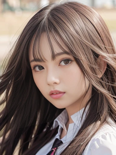 close shot, Girls' Front, sharp focus, long hair blown up, glisten,