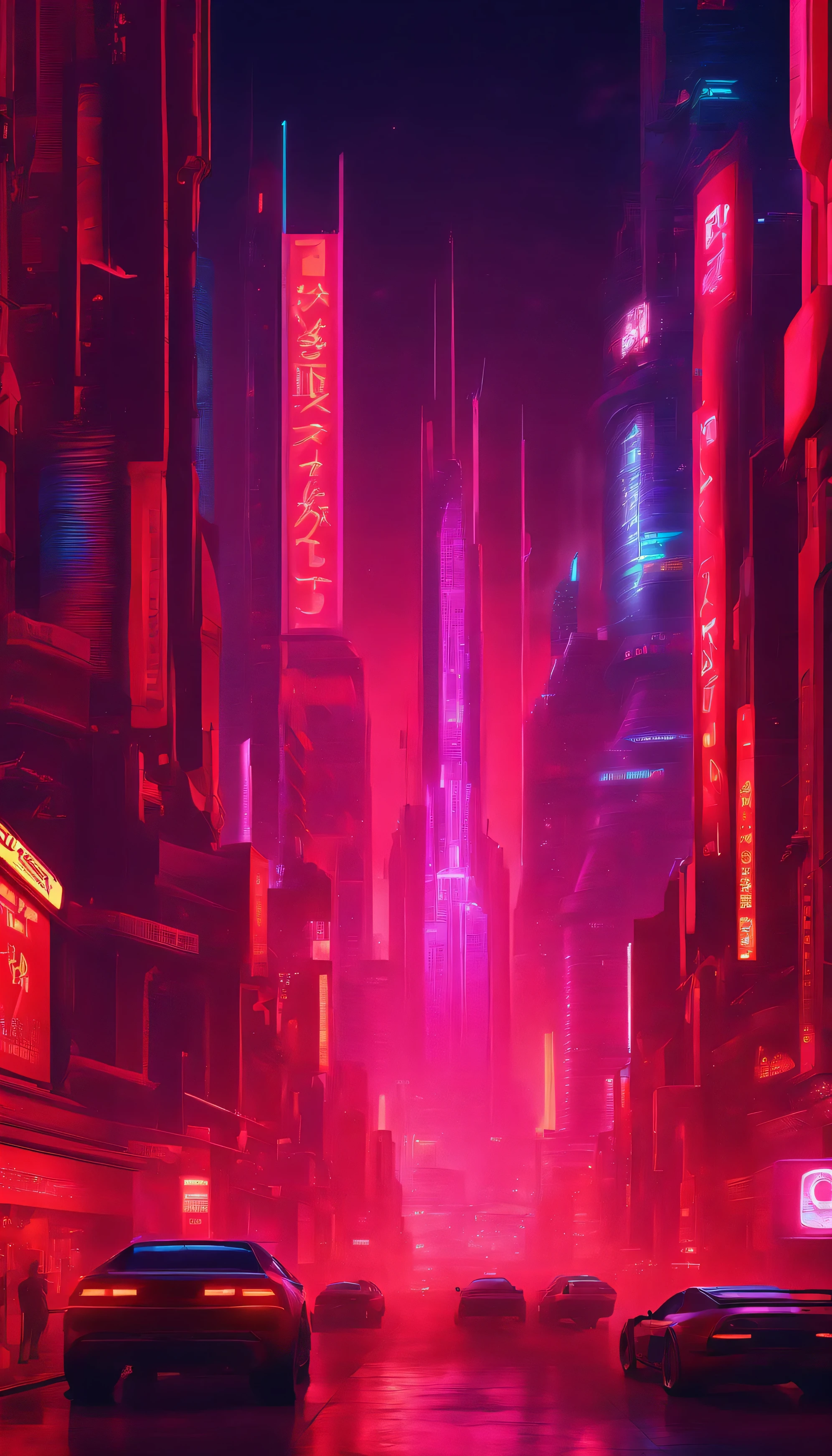 Red neon city