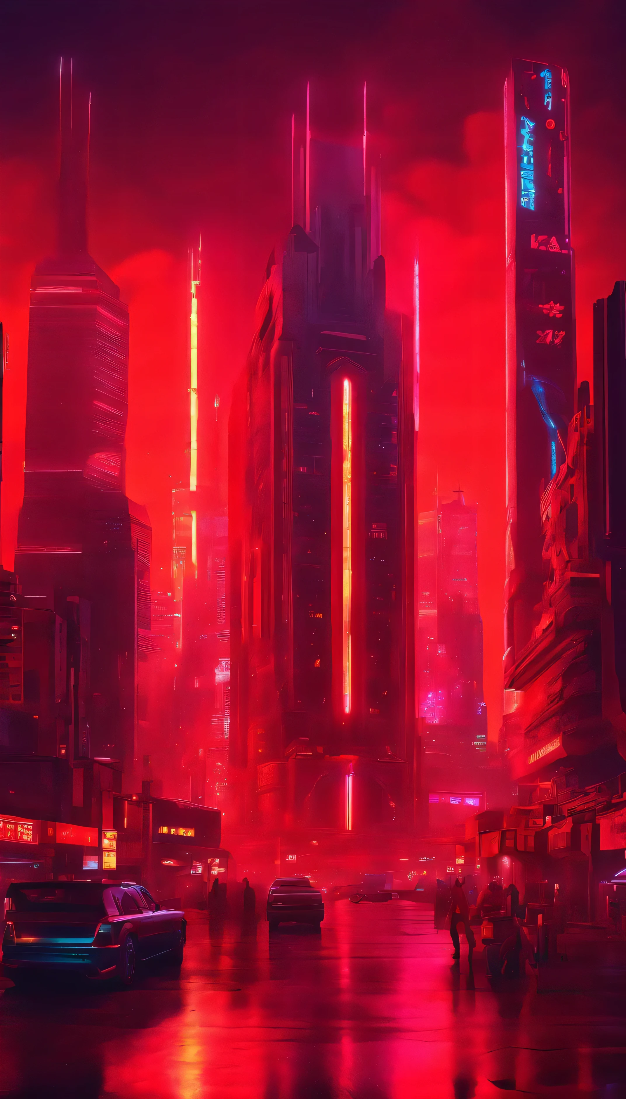 Red neon city