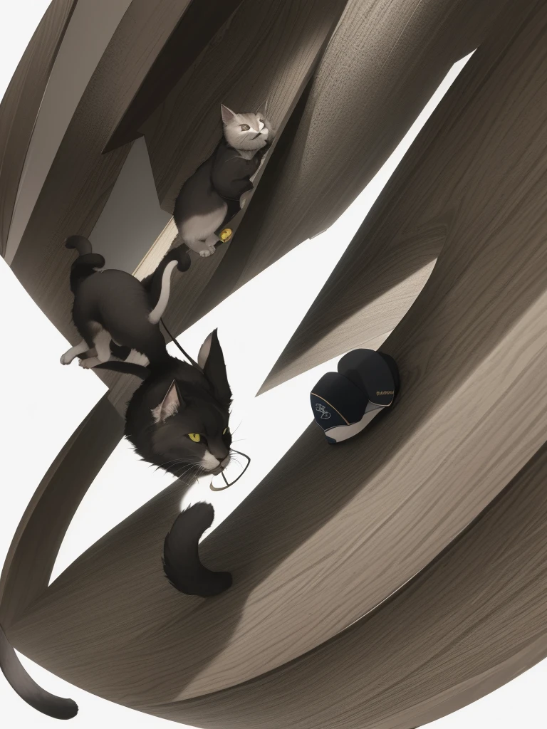 c4tt4stic, Gato preto de desenho animado com jaqueta com skate, oculos de sol,com jaqueta preta de couro,Cat standing with skateboard on its paws