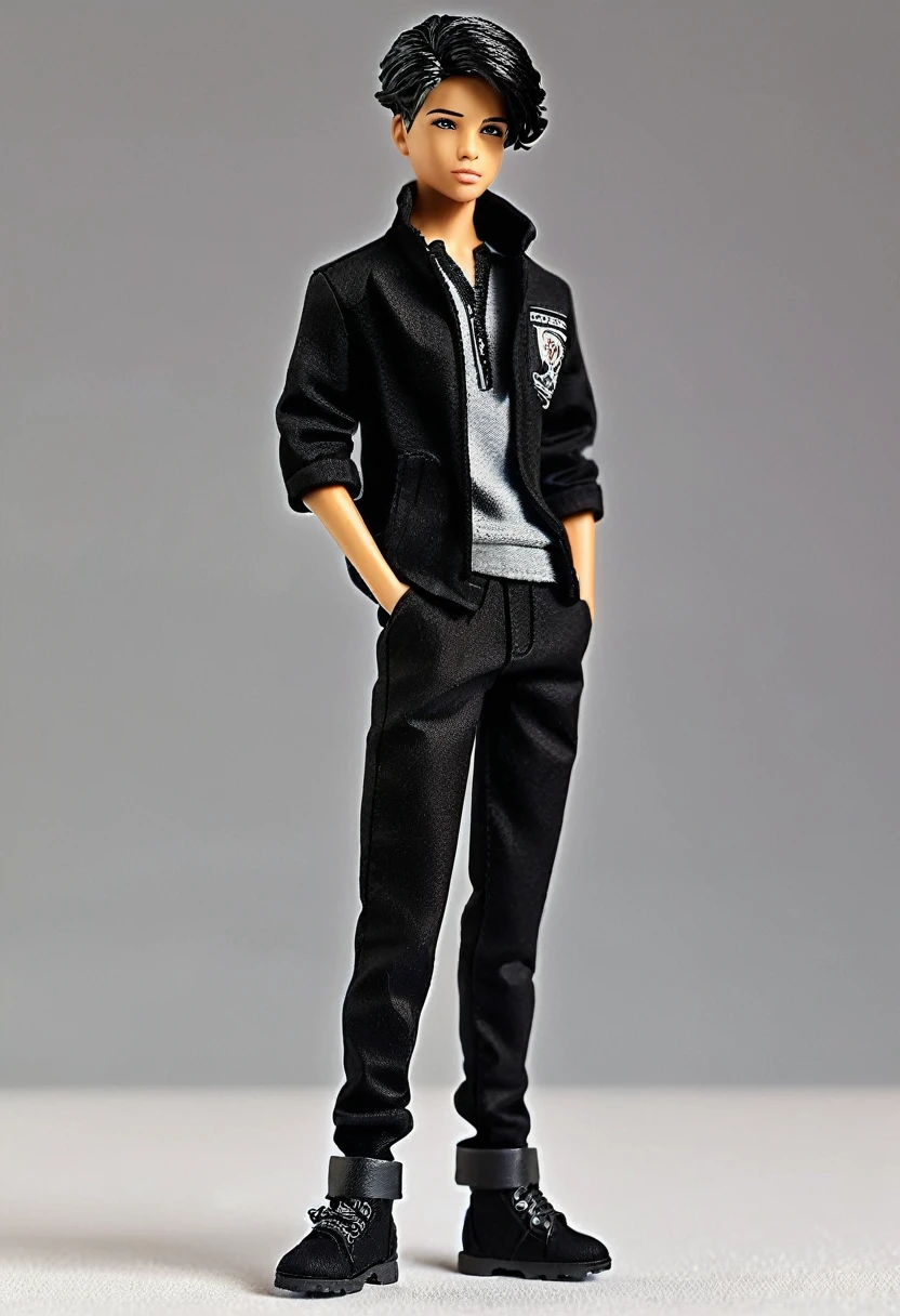 15 year old teenage boy, altura 1:80, cabello negro, veterinario, ropa estilo Casual-chic, cuerpo completo