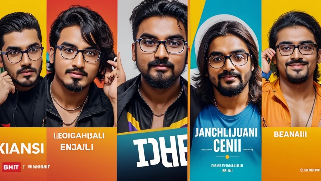 Create twitter banner with picture of ksi ishowspeed kai cenet logan paul CarryMinati bhuvan bam Ashish chanchalani Tanmay bhat mortal technical guruji 