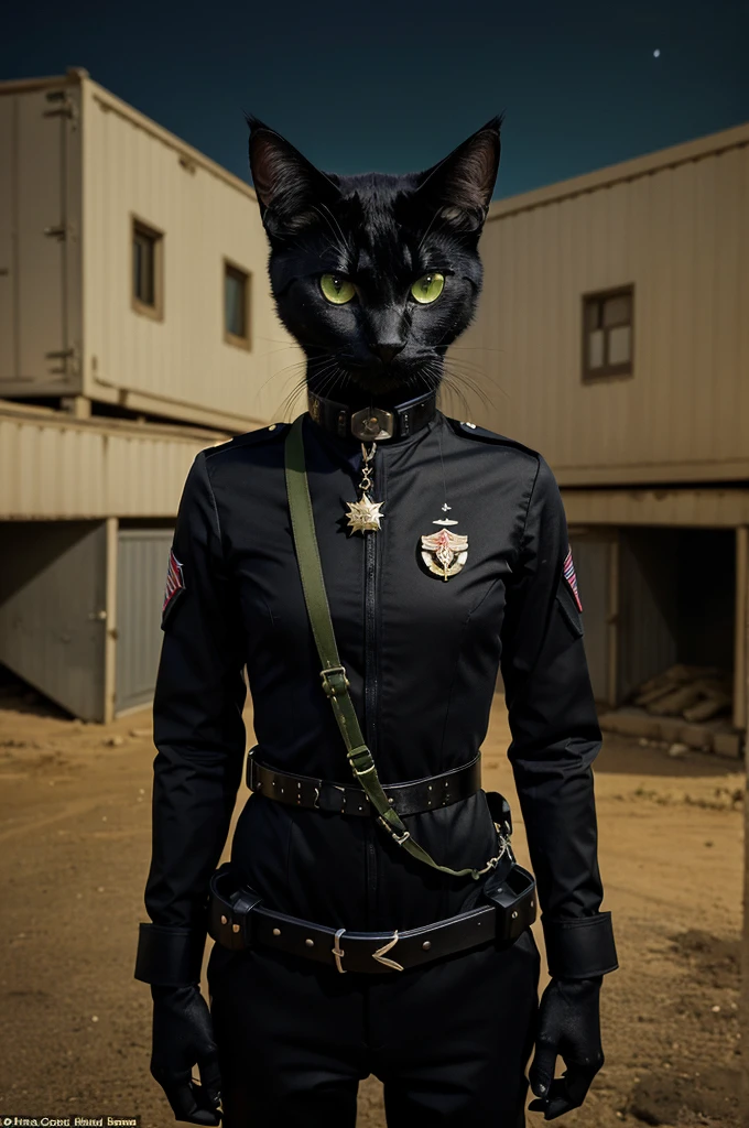 Captain Midnight, a sleek black military cat with sharp green eyes and a collar adorned with medals, was patrolling the outskirts of Catopolis. His keen senses caught the distant sound of screeching tires and the panicked yowls of frightened kittens.