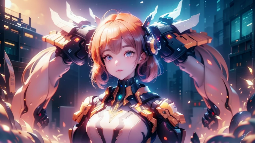 (UHD, award winning, super detail, best quality, masterpiece, anatomically correct, accurate, highres, 16k),Cyberpunk, City of the Future, The back view of a long-haired girl holding a weapon and carrying a travel bag,(best quality, 4k, ultra detailed, high resolution, masterpiece: 1.2),Personaje a la Distancia: Hay un personaje visto desde lejos, located at a high observation point. It is small compared to the surroundings, resaltando la magnitud de la nave. The character is equipped with a space suit, with flashing lights and mechanical details.Vista del Espacio Exterior: Through the openings in the ship, se ve un vasto espacio estrellado. The stars are unevenly distributed, creating variable densities and suggesting the remoteness of some celestial objects.